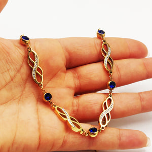 Collier Tresse Multi Infinity et Cristaux Bleus