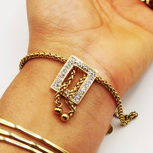 Bracelet Torsade Rectangle Cristaux Luxe