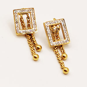 Boucles d'oreilles Torsade Rectangle Cristaux Luxe