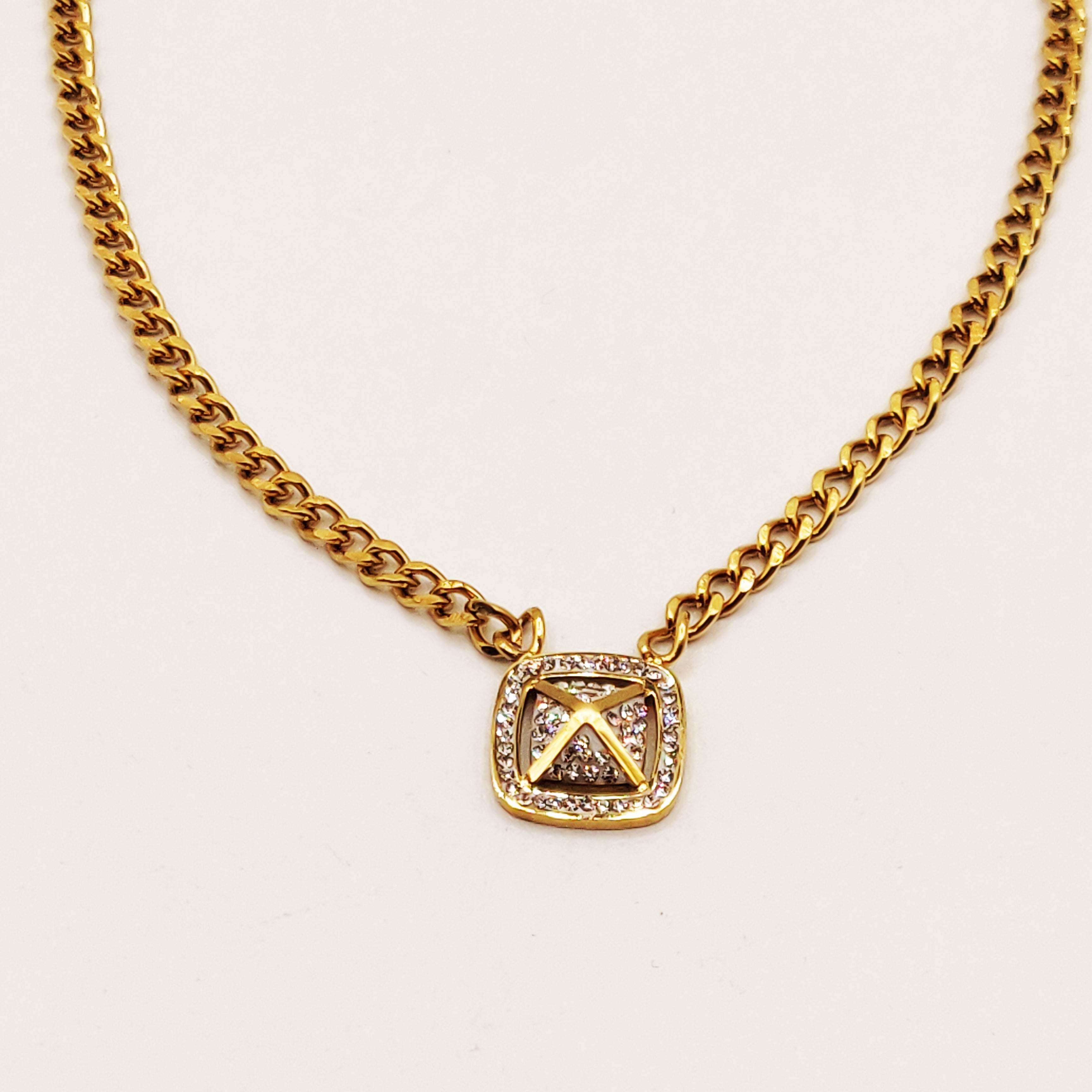 Collier Tresse Carré Bombé Cristaux X Petit