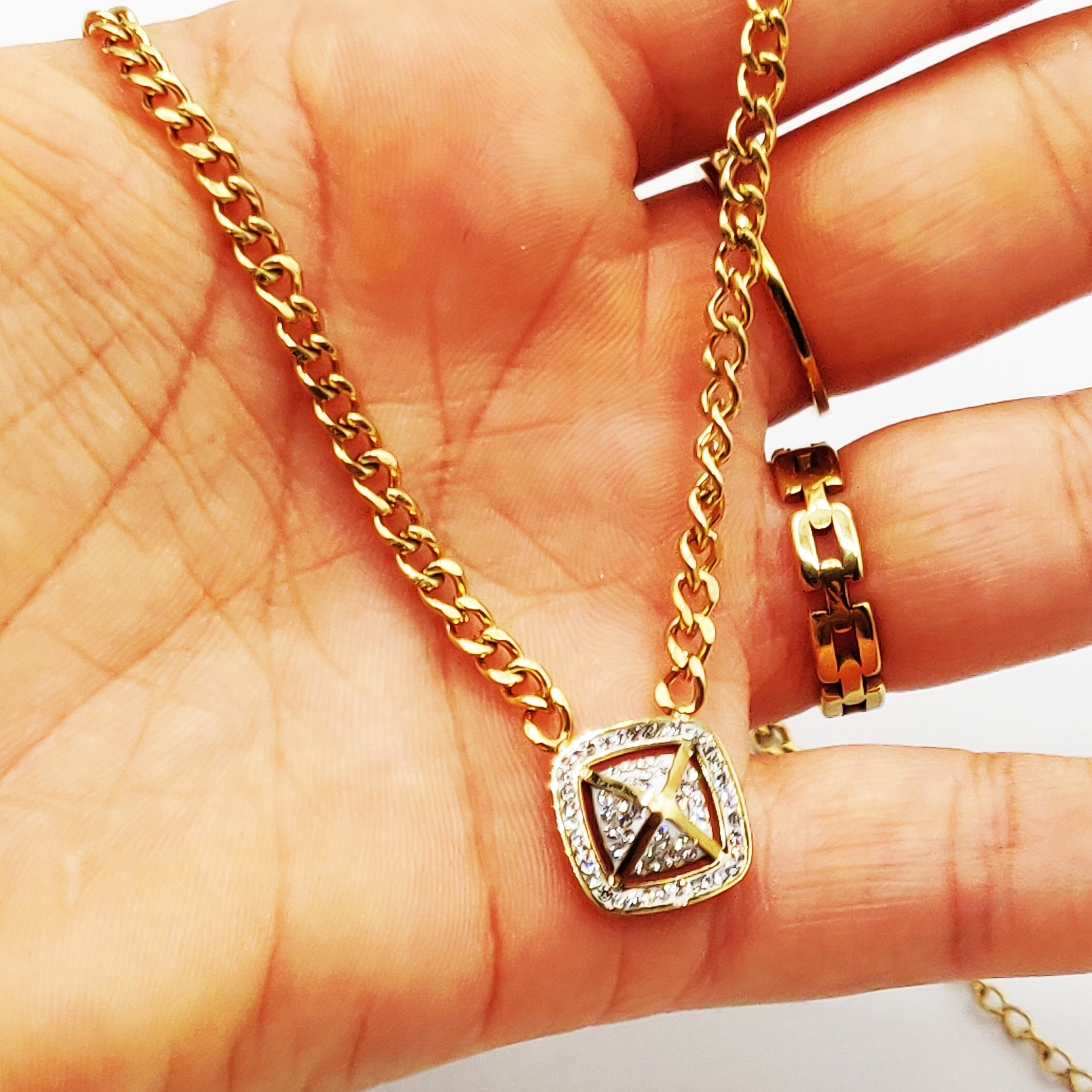 Collier Tresse Carré Bombé Cristaux X Petit