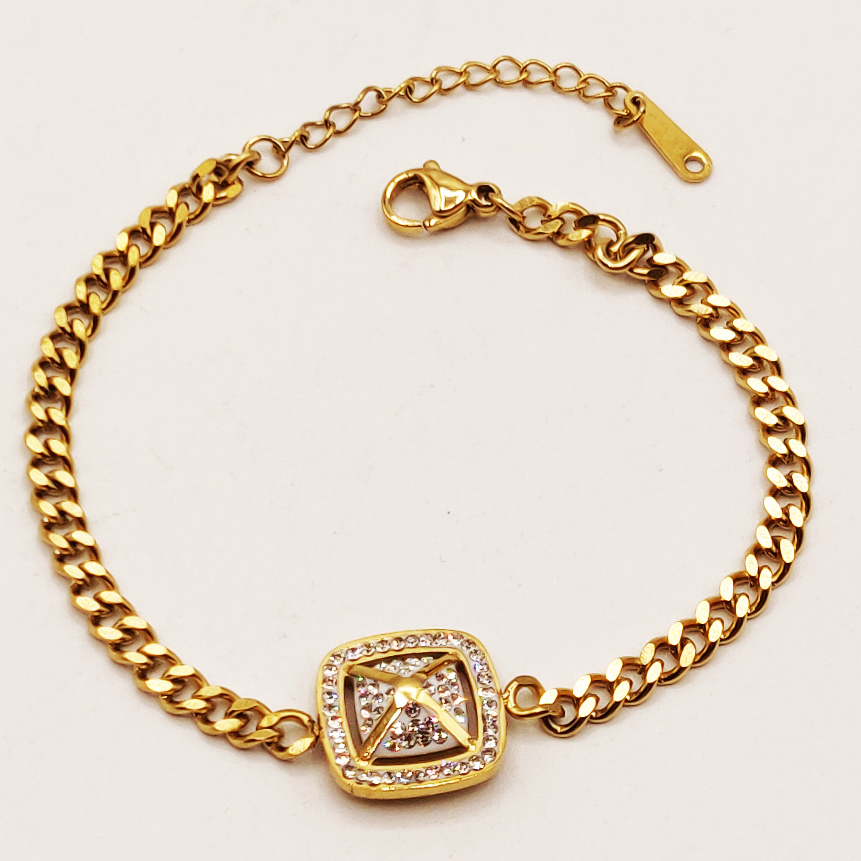 Bracelet Tresse Carré Bombé Cristaux X Petit