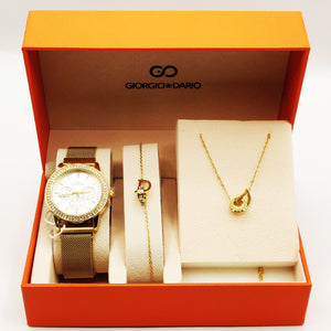 Coffret Montre Giorgio & Dario EU5944 Fond Blanc avec Collier et Bracelet D Luxe