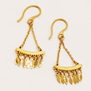 Boucles d'oreilles Barre Pendentifs Feuilles Luxe