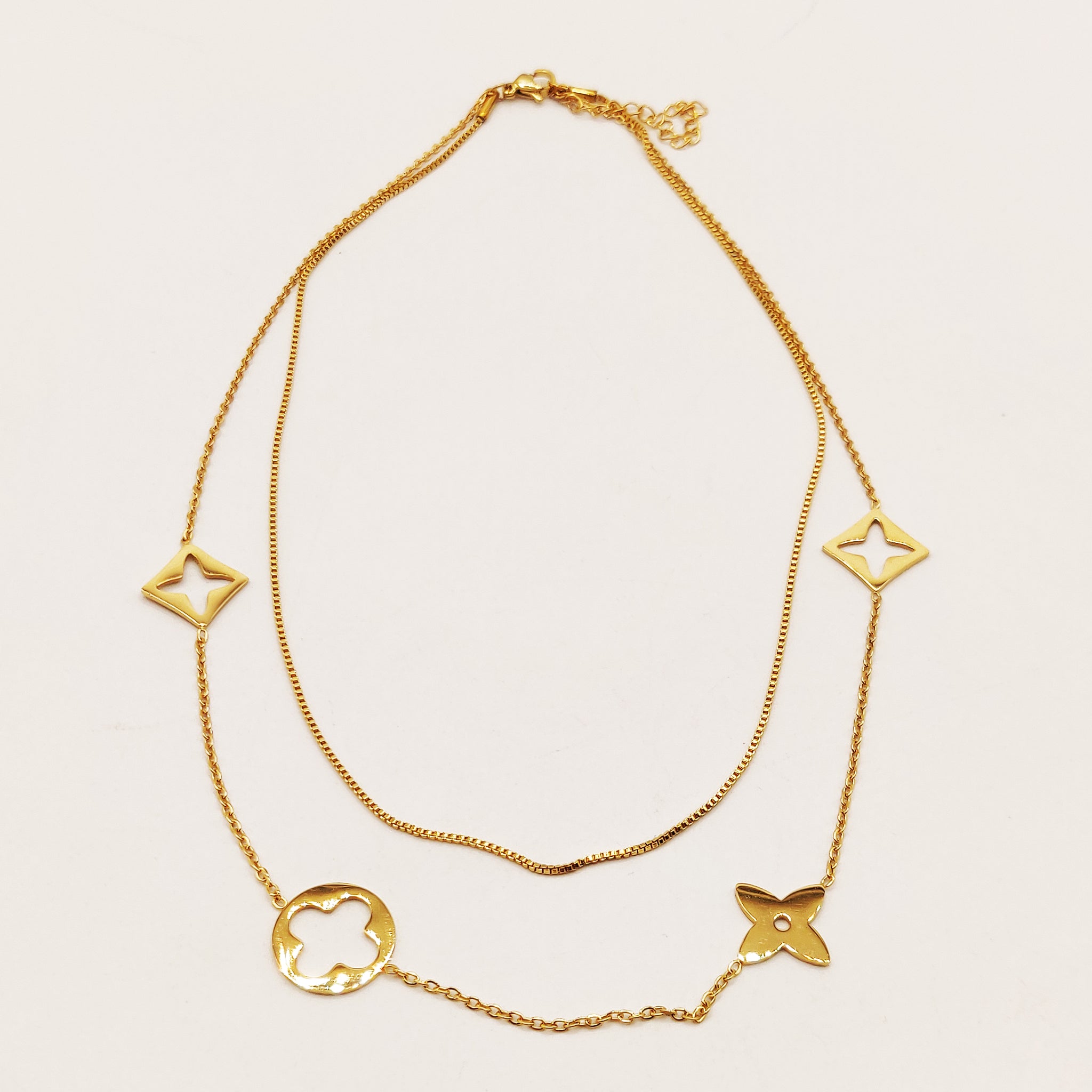 Collier Double Trèfles et Étoiles Luxe