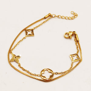 Bracelet Double Trèfles et Étoiles Luxe