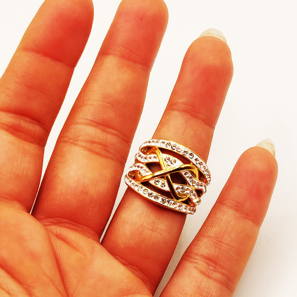 Bague Infinity Multi Lignes Cristaux Luxe