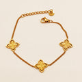 Bracelet Trèfles Feuilles Dorées Luxe