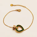 Bracelet Anneau Cristaux Coeur Vert Luxe