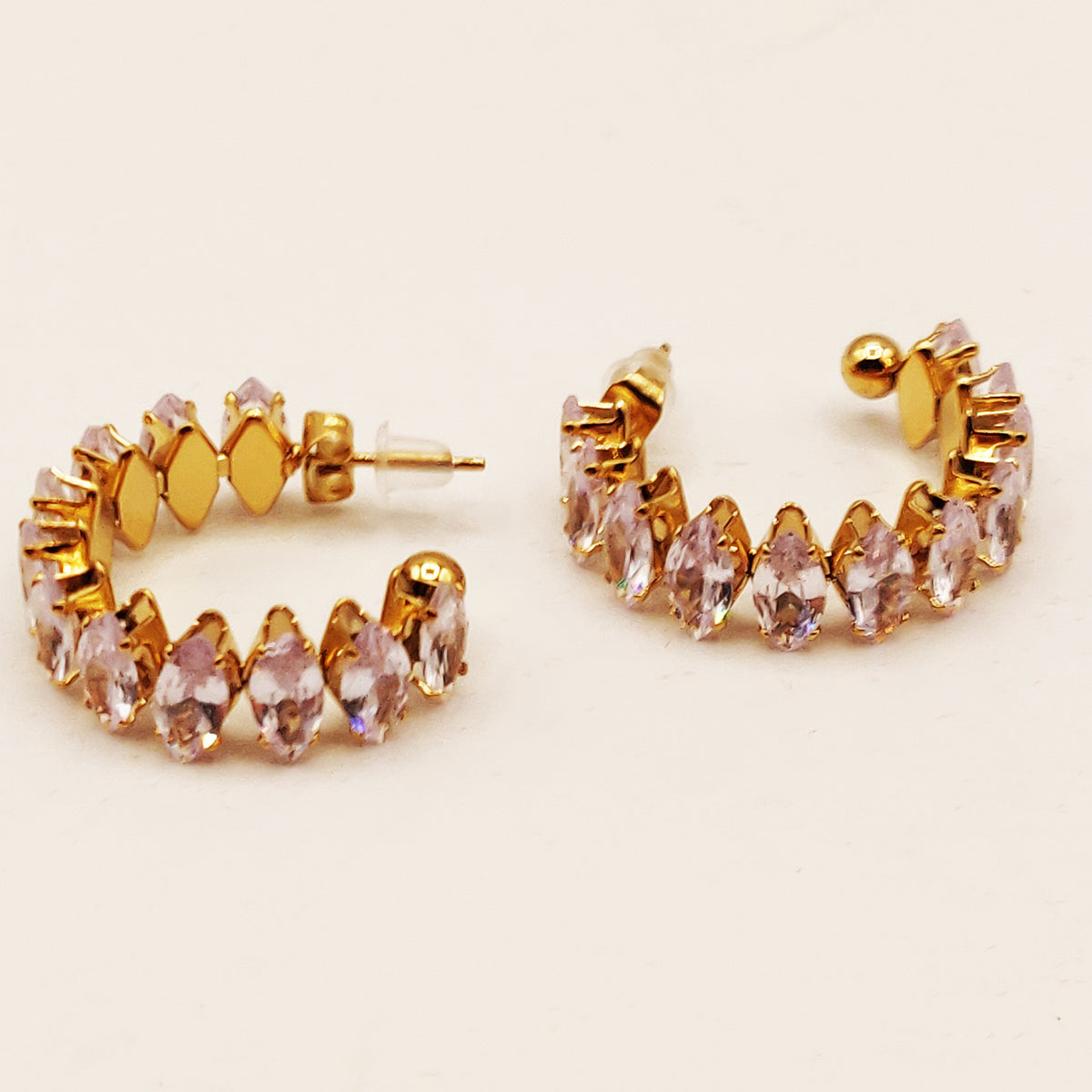 Boucles d'oreilles diamants géométriques - Boucle d'oreille diamant