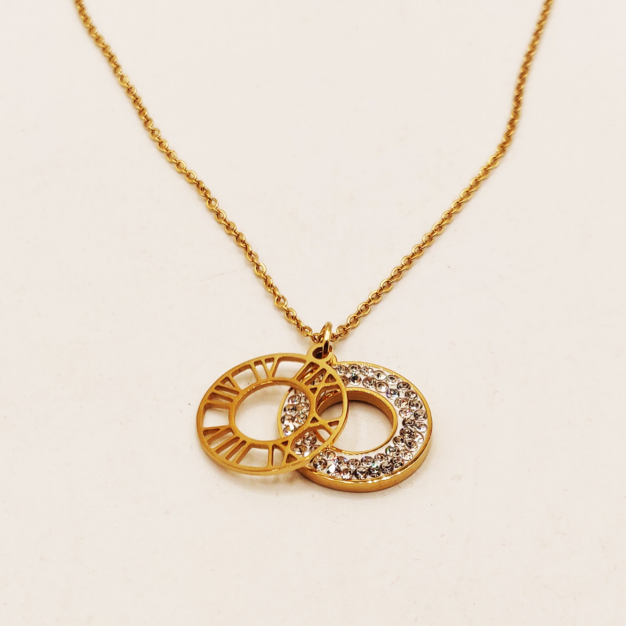 Collier Double Cercles Cristaux et Romain Luxe