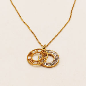 Collier Double Cercles Cristaux et Romain Luxe