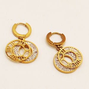 Boucles d'oreilles Double Cercles Cristaux et Romain Luxe