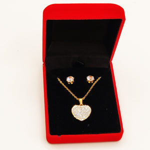 Coffret Collier et Boucles d'oreilles Coeur Full Cristaux