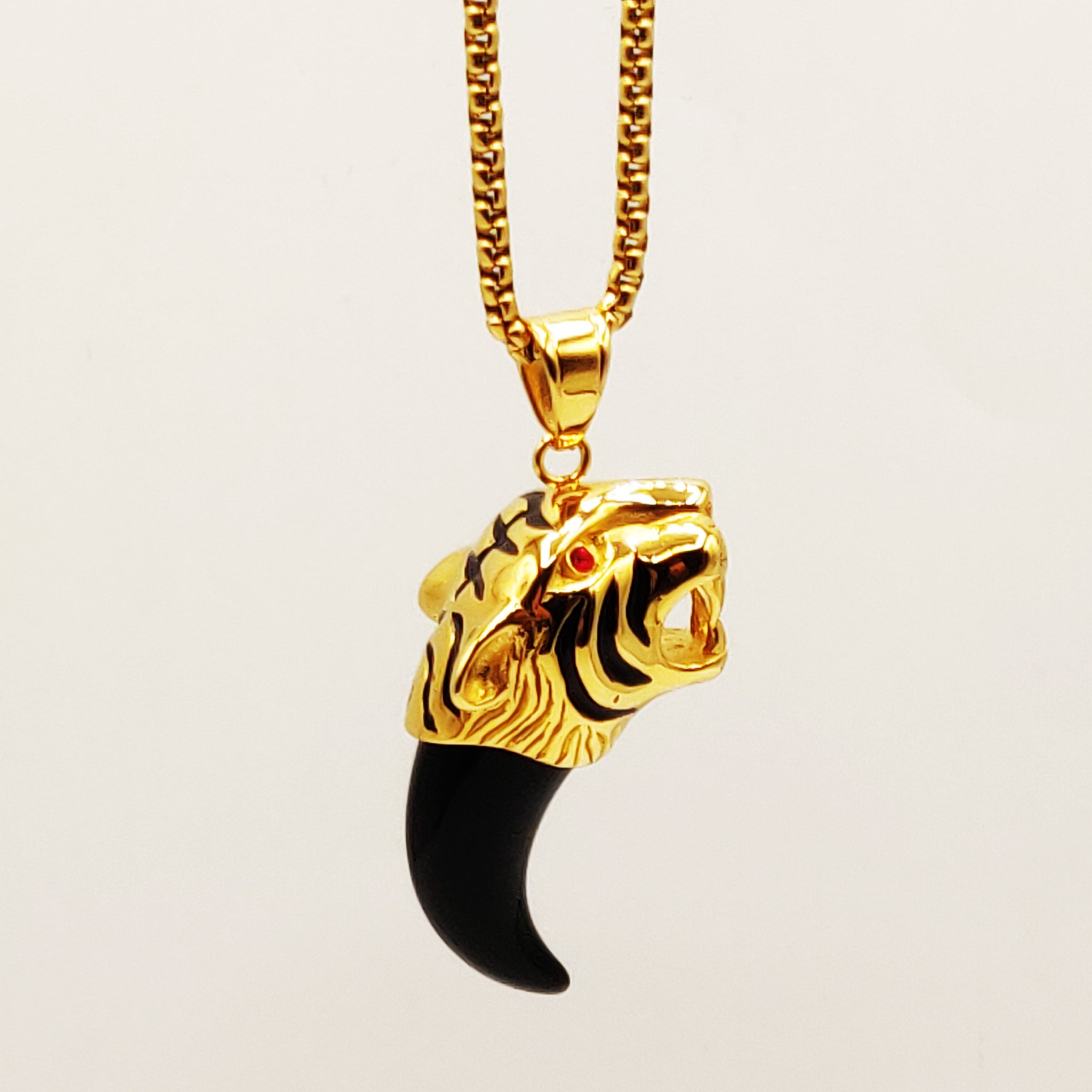 Collier Dent de Tigre Noir Luxe