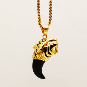 Collier Dent de Tigre Noir Luxe