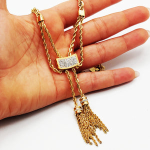 Collier Torsade Multi Lignes Double Pendentifs Luxe