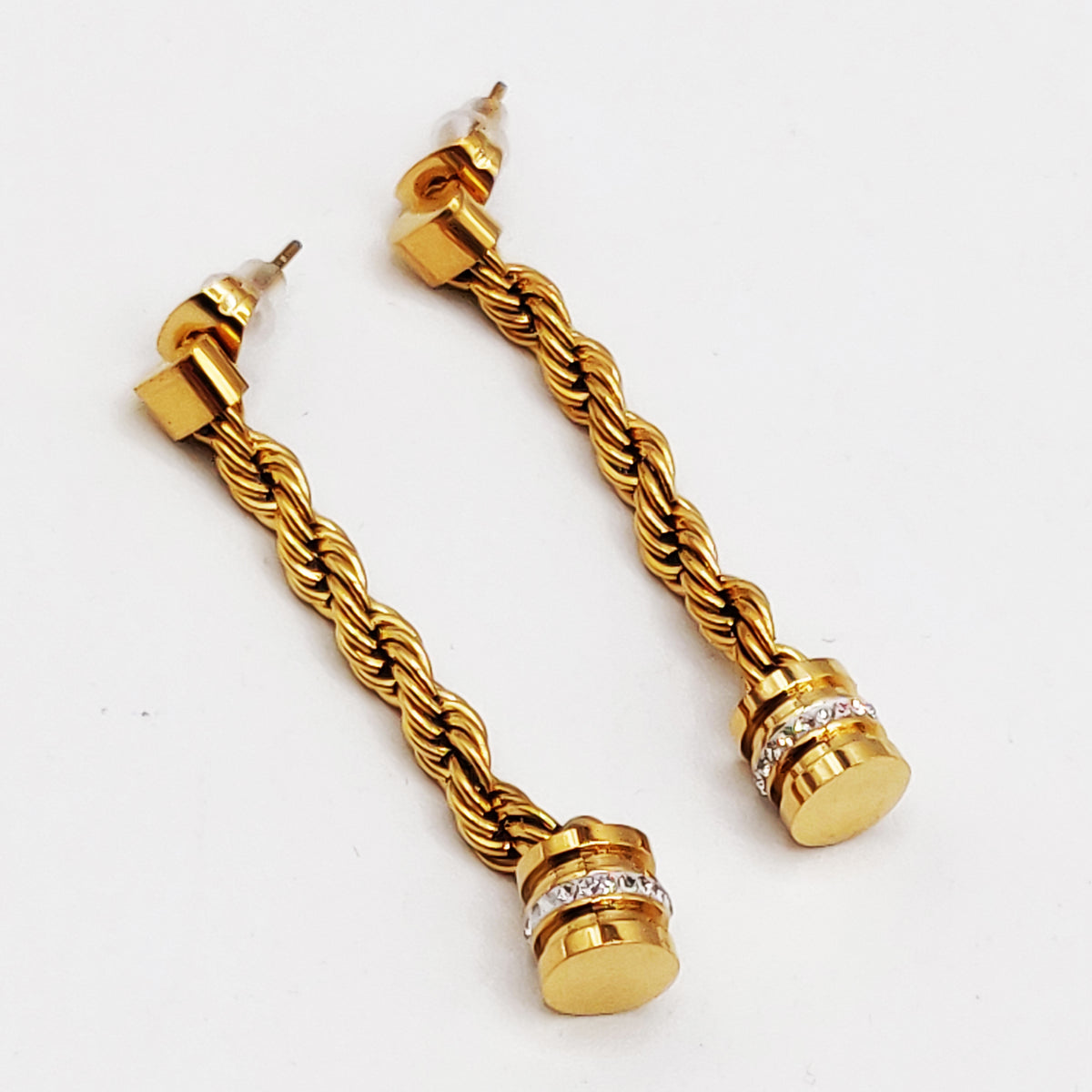 Boucles d'oreilles Torsade Multi Lignes Double Pendentifs Luxe