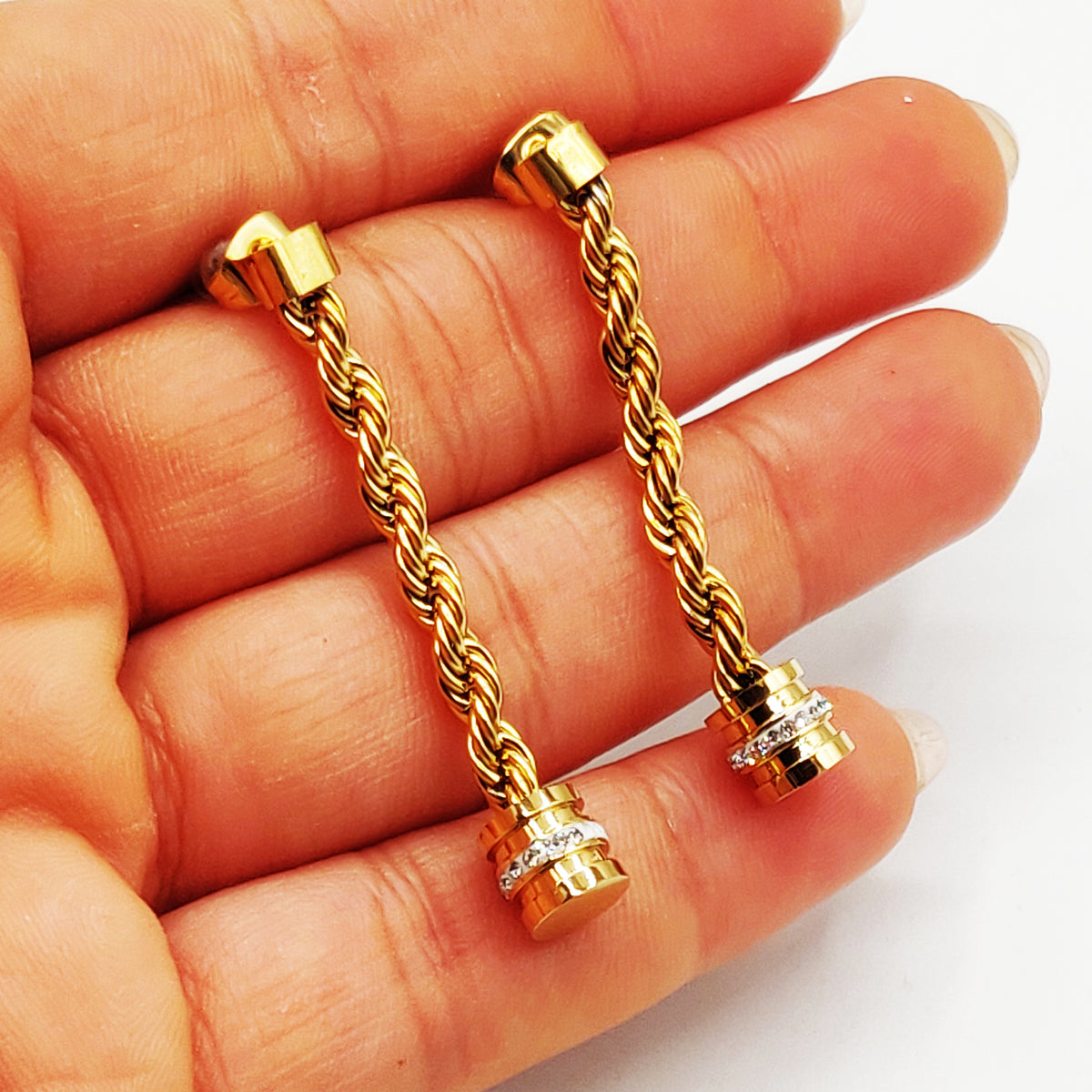 Boucles d'oreilles Torsade Multi Lignes Double Pendentifs Luxe