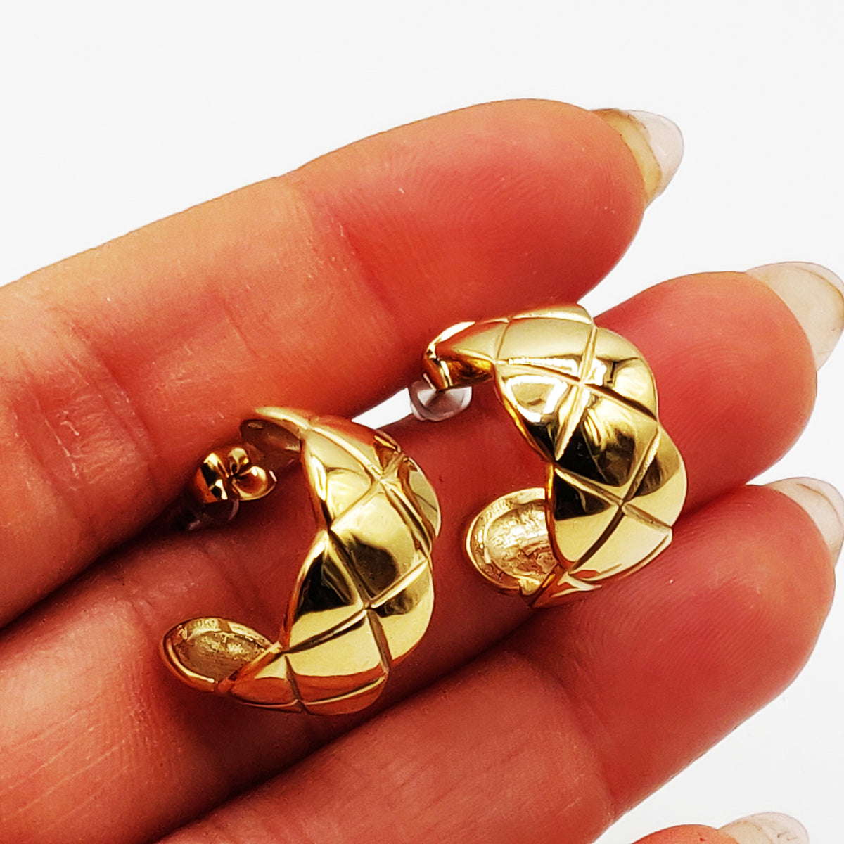 Boucles d'oreilles Créoles Matelassées Luxe