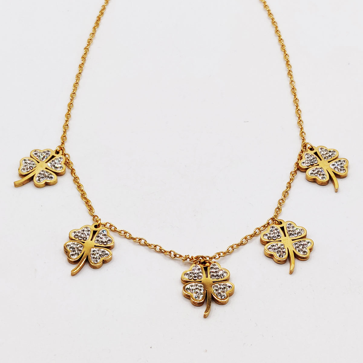 Collier Multi Trèfles à 4 Coeurs Cristaux