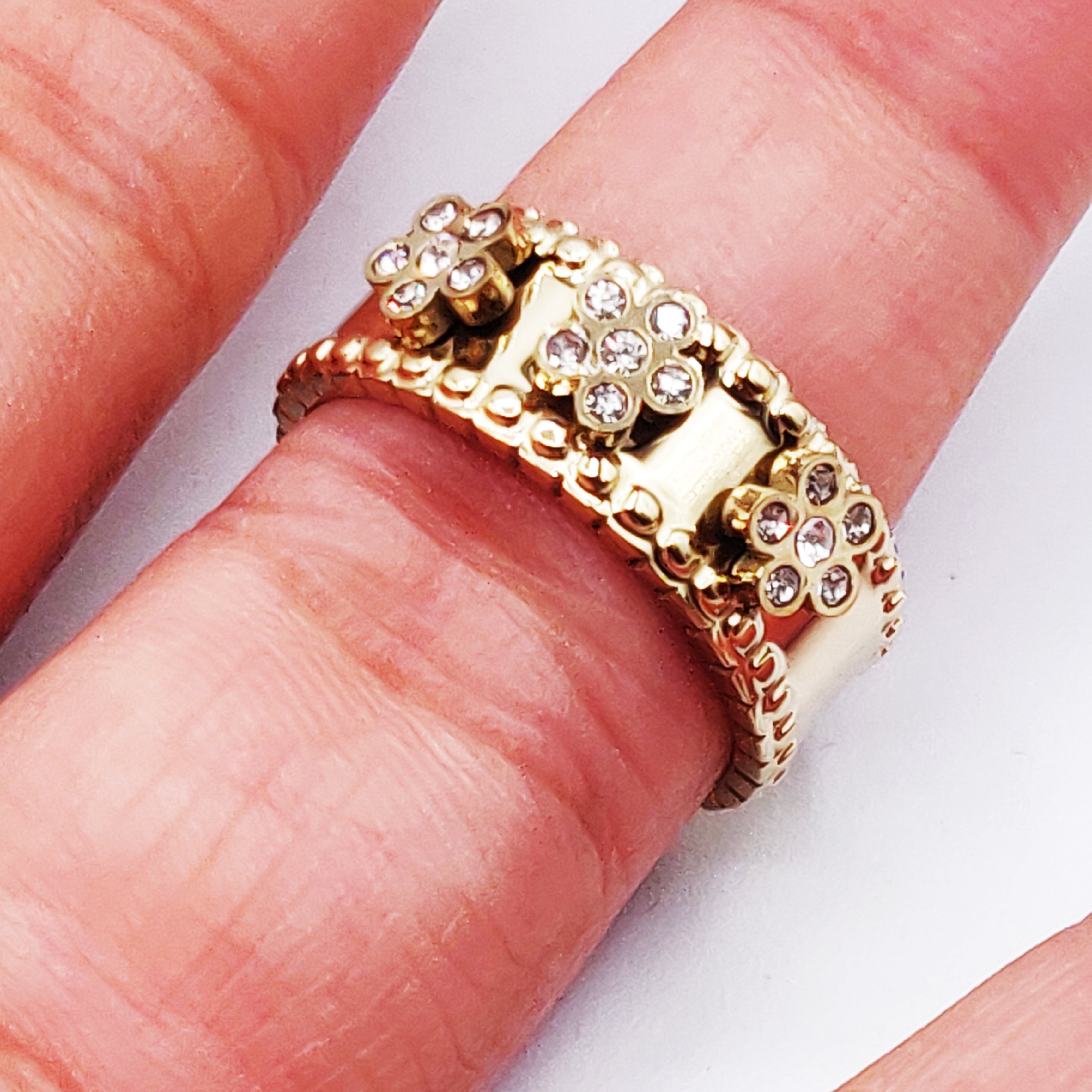 Bague Multi Marguerites Cristaux Luxe