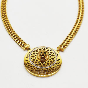 Collier Tresse Double Grand Cercle Lion V Luxe