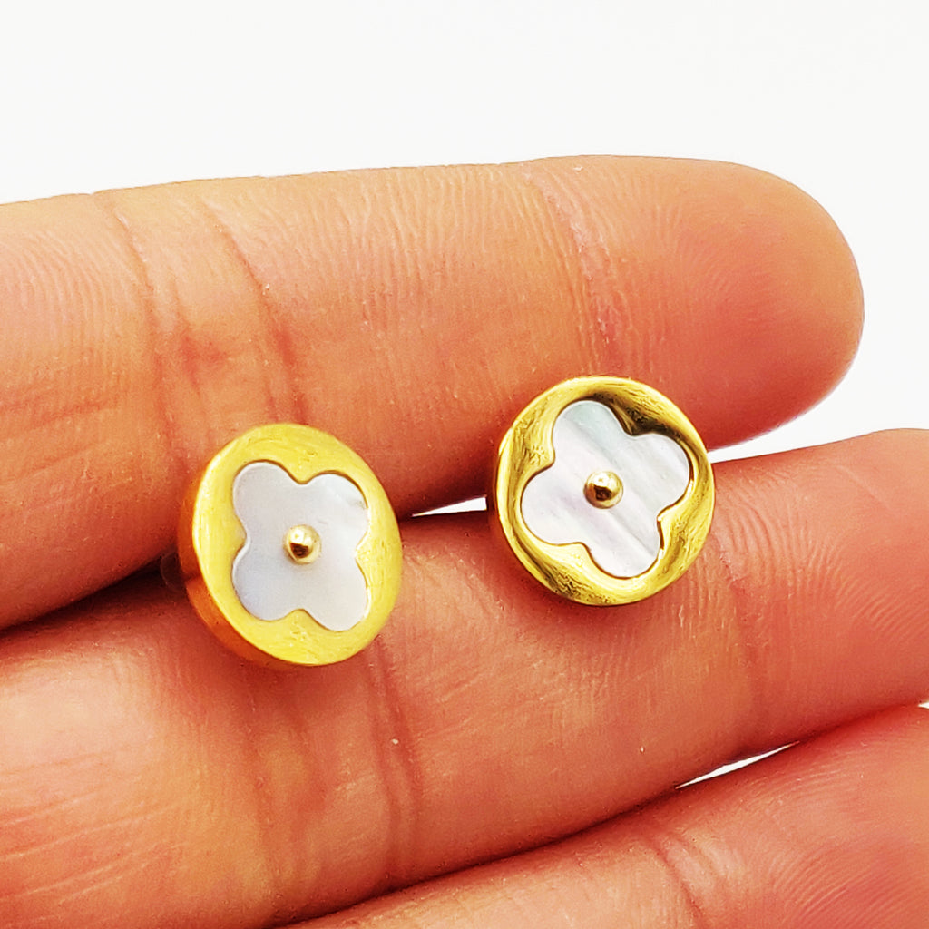 Boucles d'oreilles Trèfle Étoile Blanc Luxe