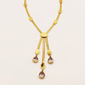 Collier Maille Triple Pendentifs Gouttes Cristaux