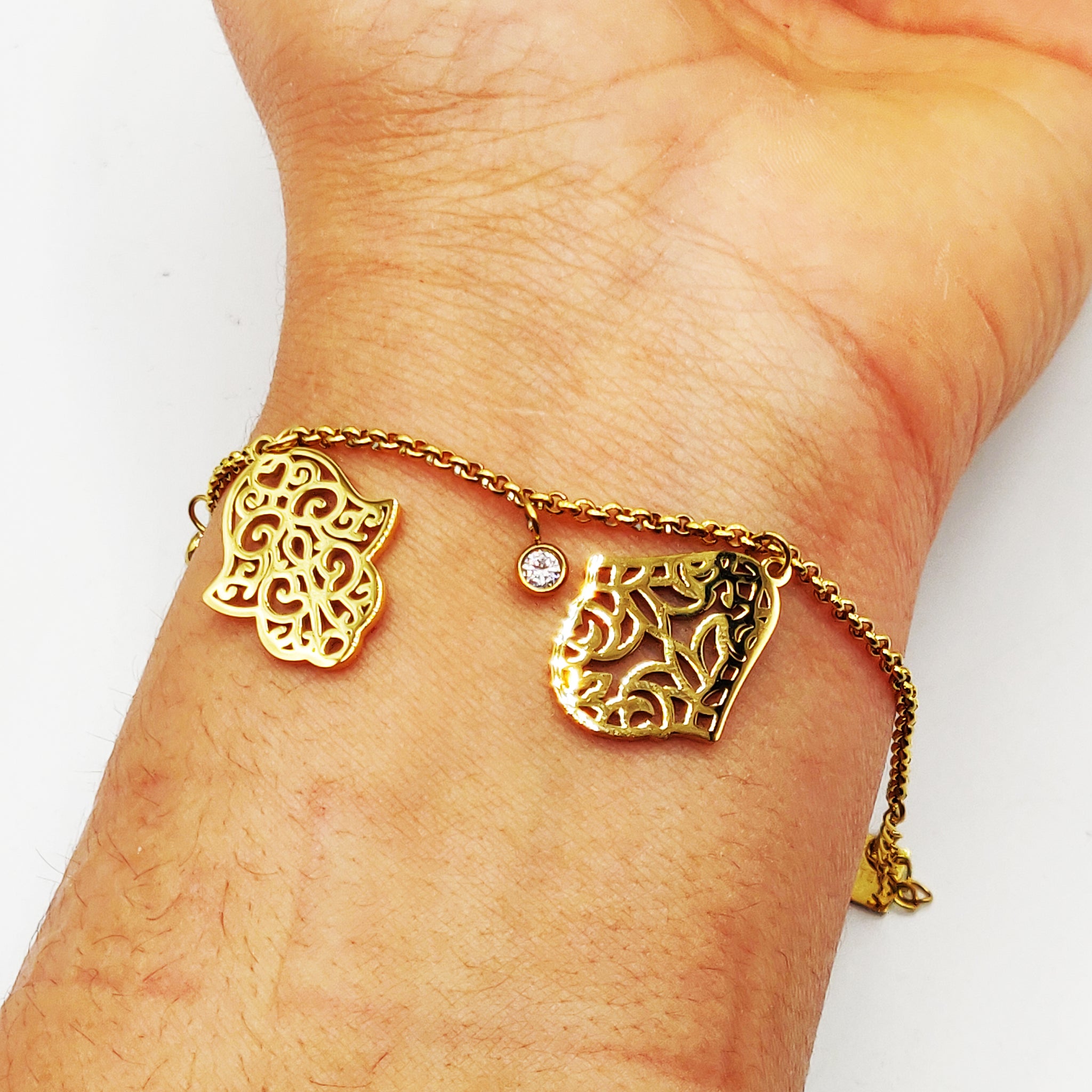 Bracelet Multi Mains de Fatma et Cristaux Luxe