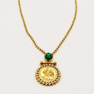 Collier Cristal Vert et Louise Coq Tour Cristaux Luxe