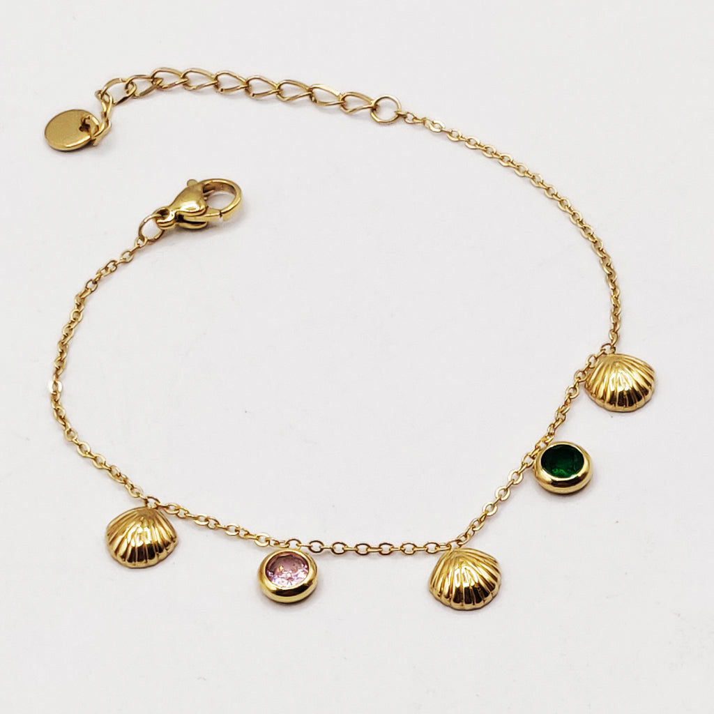 Bracelet Coquillages et Cristaux Multicolores