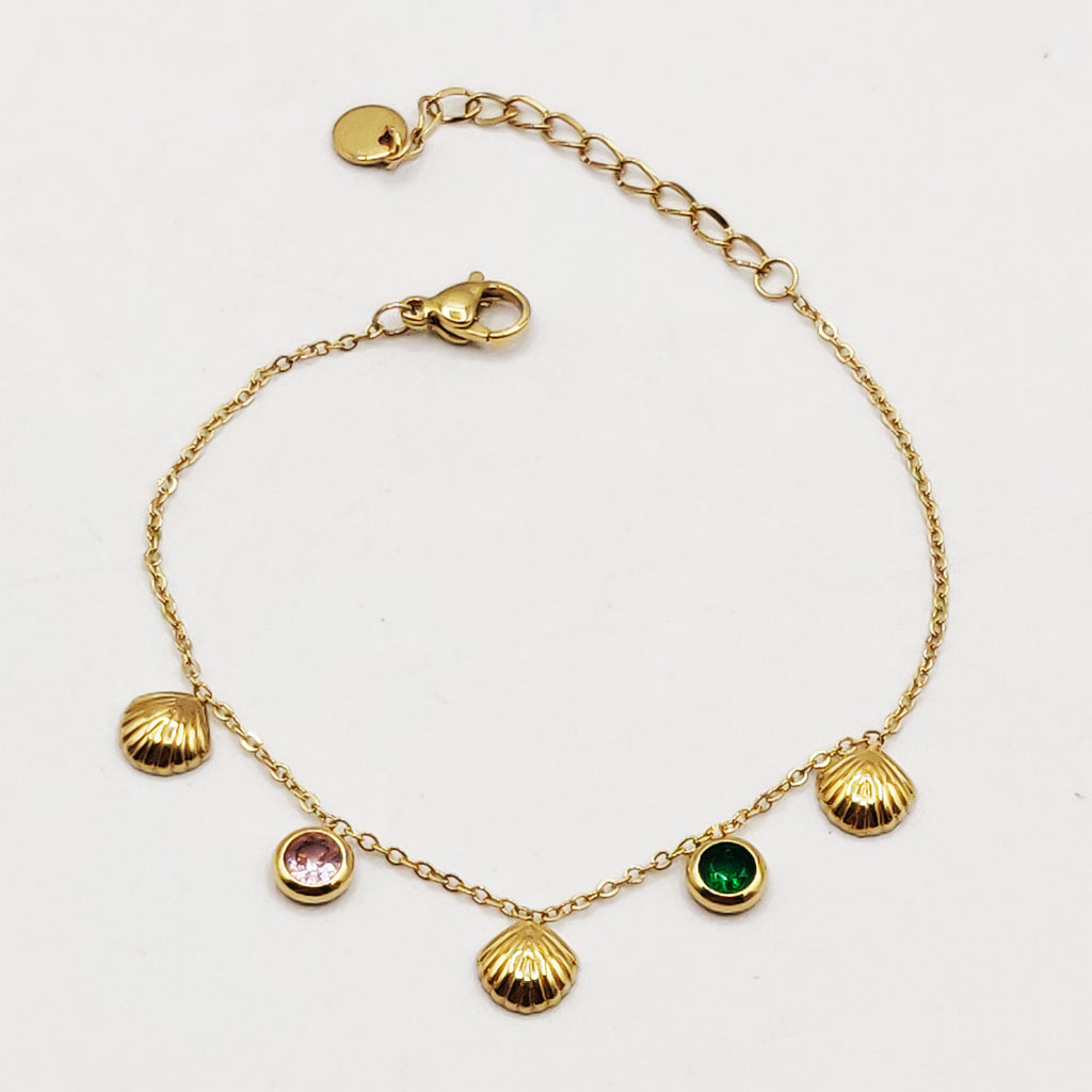 Bracelet Coquillages et Cristaux Multicolores