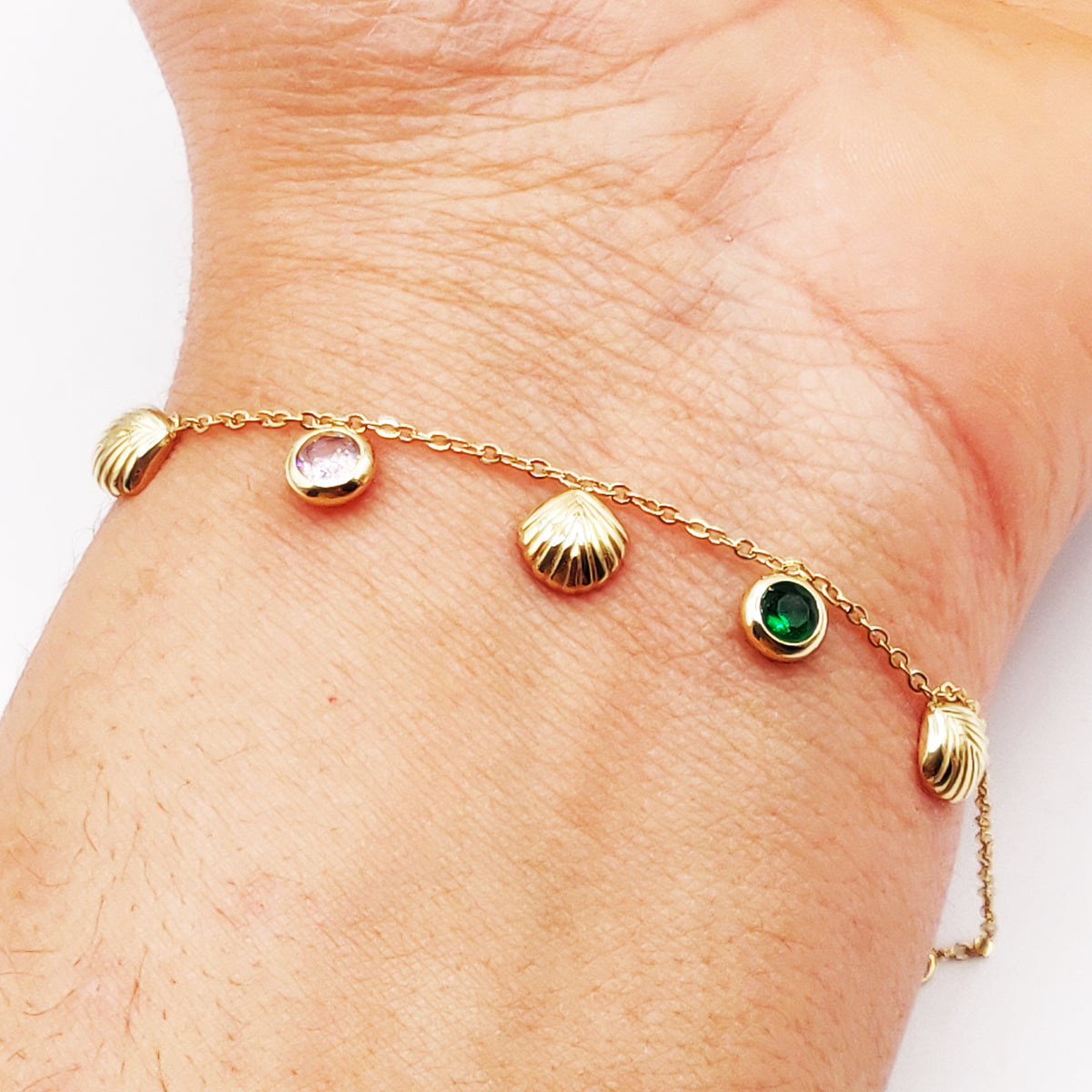 Bracelet Coquillages et Cristaux Multicolores