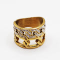 Bague Double Chaîne Cristaux et Simple Luxe