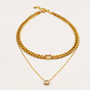 Collier Double Tresse Cristaux Luxe