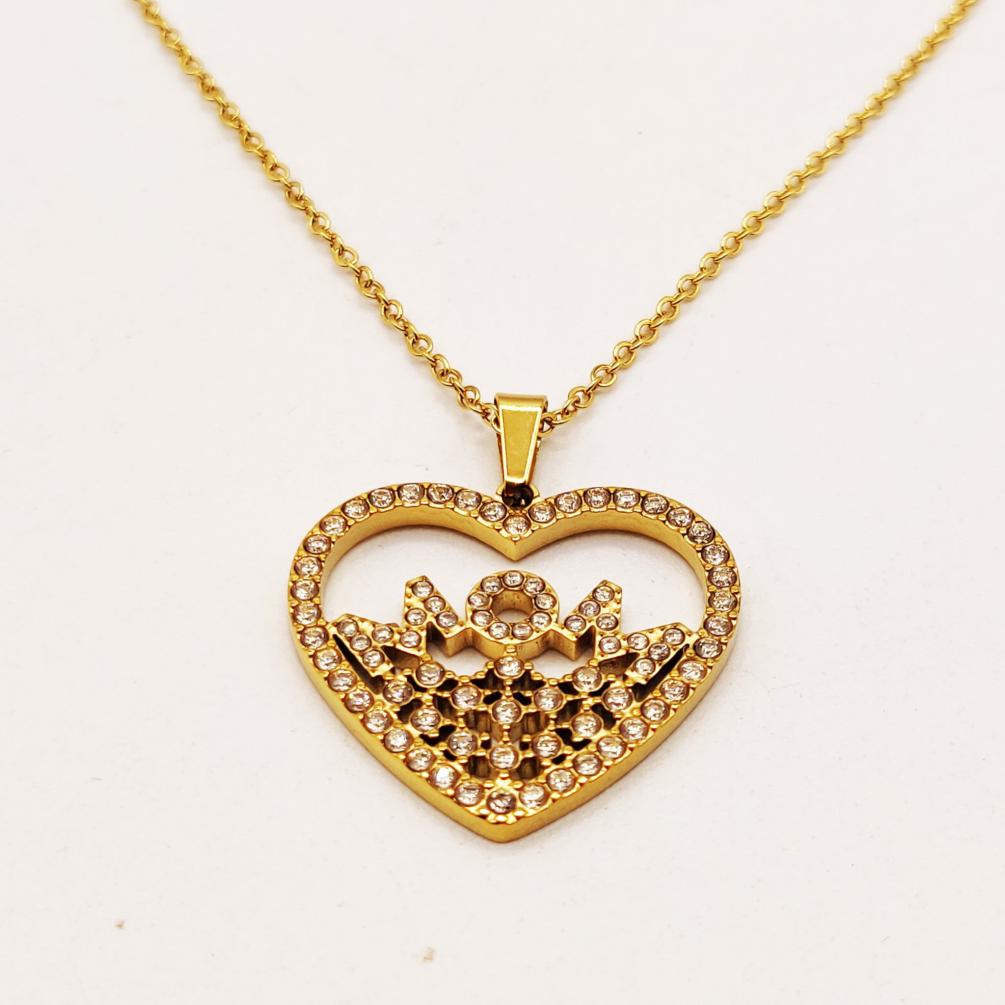 Collier Coeur Cristaux "MOM" Luxe