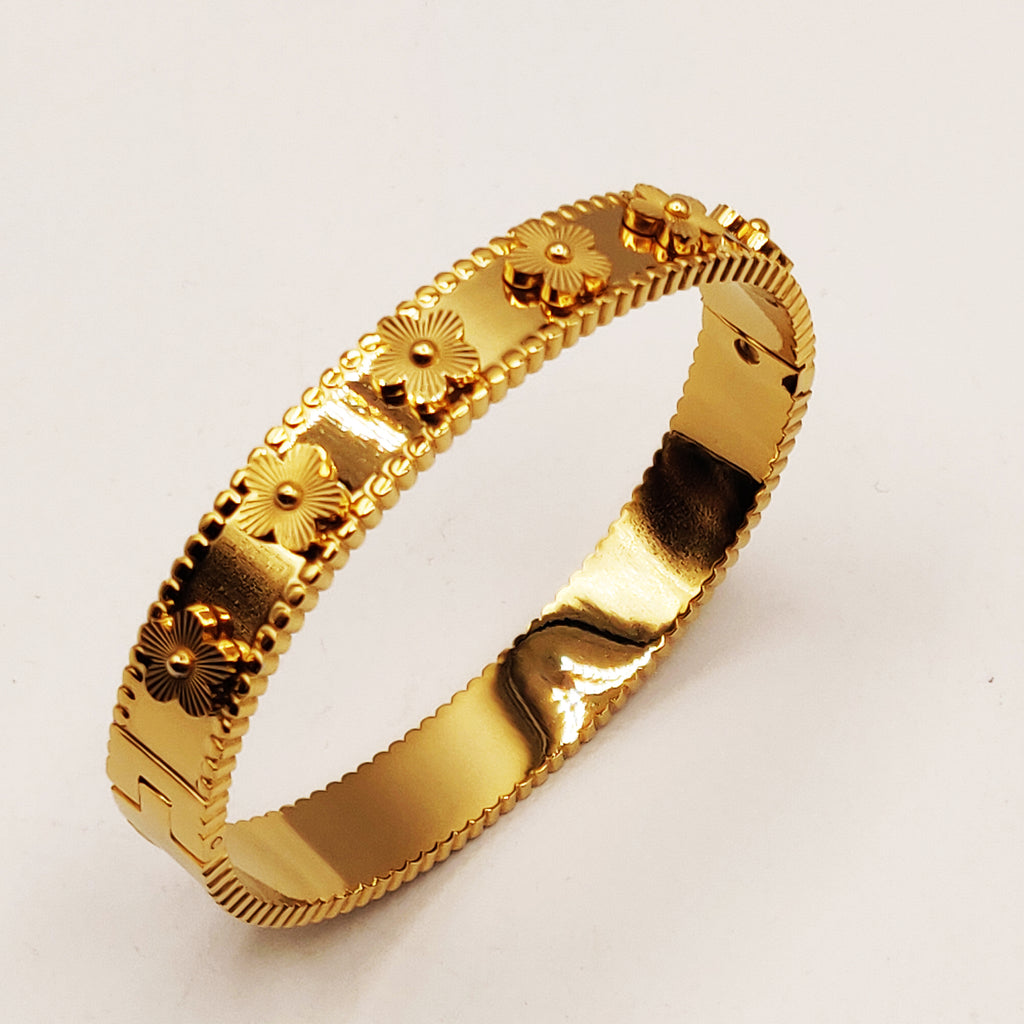 Bracelet Rigide Multi Marguerites Rayures Luxe