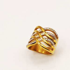 Bague Triple Lignes Croisées Luxe