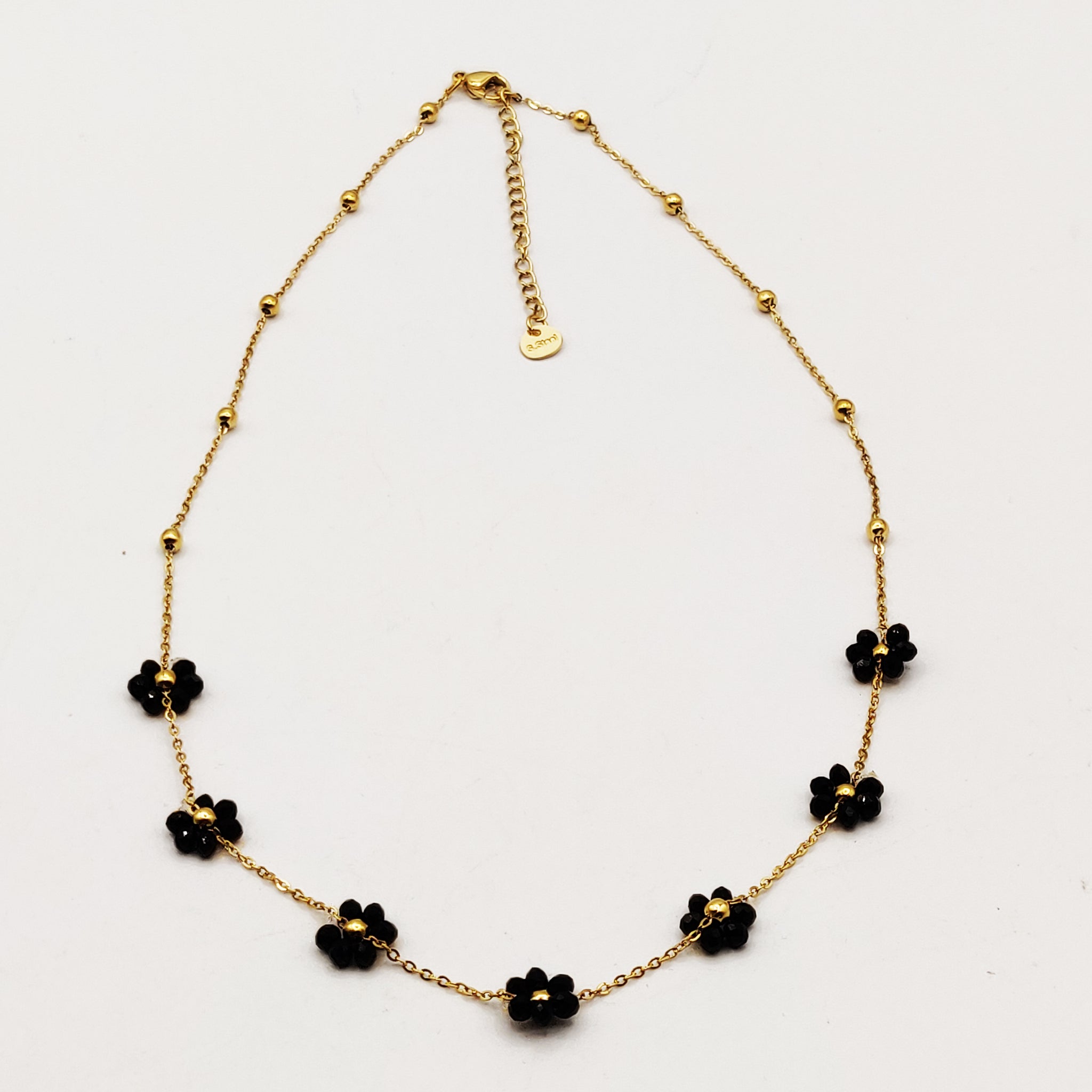 Collier Multi Marguerites en Perles d'imitation Noires