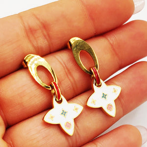 Boucles d'oreilles Étoile Blanche Mini Étoiles et Trèfles Luxe Multicolores