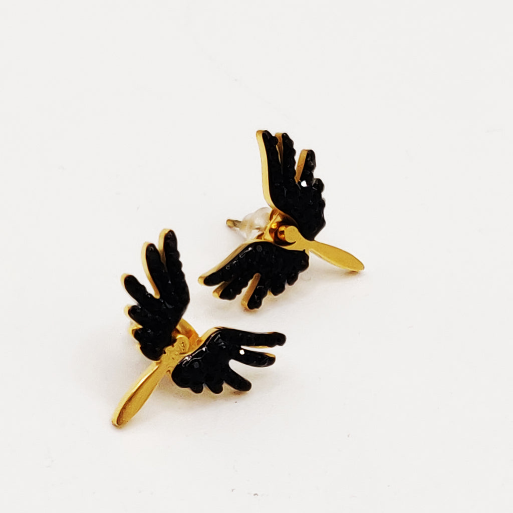 Boucles d'oreilles Ailes Noires Luxe