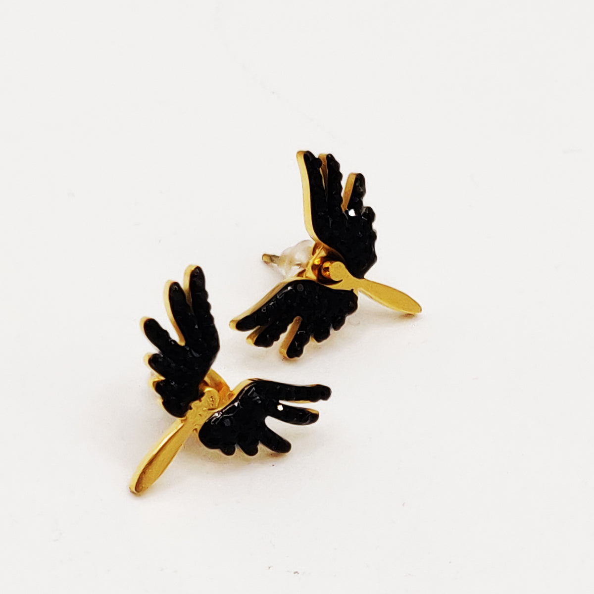 Boucles d'oreilles Ailes Noires Luxe