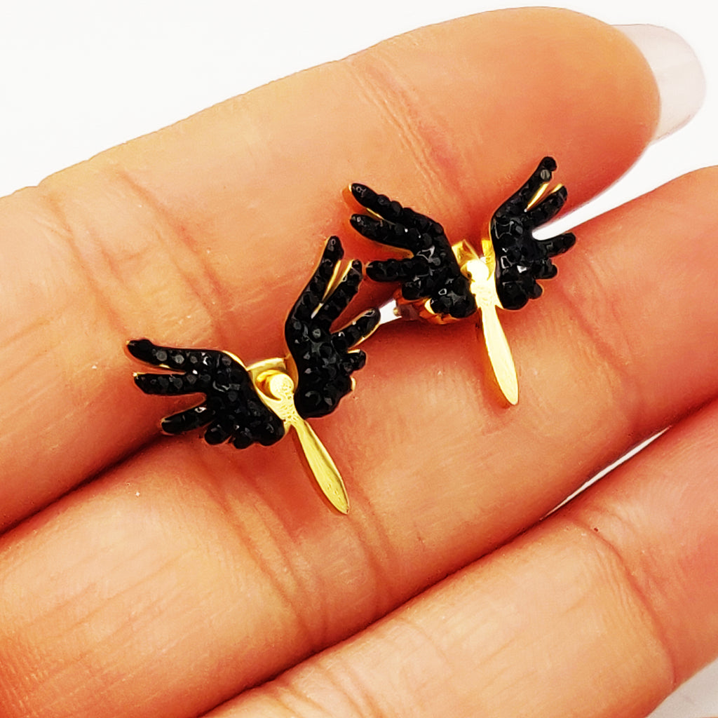 Boucles d'oreilles Ailes Noires Luxe