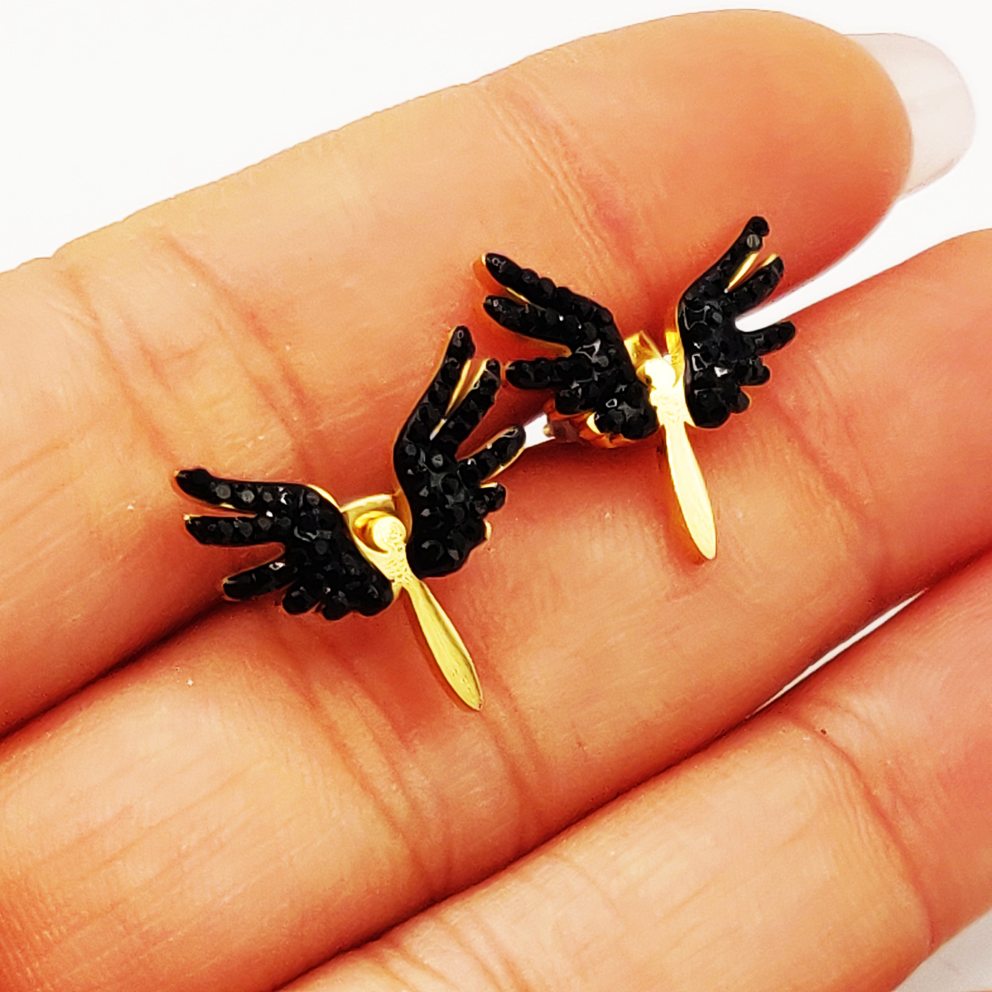 Boucles d'oreilles Ailes Noires Luxe