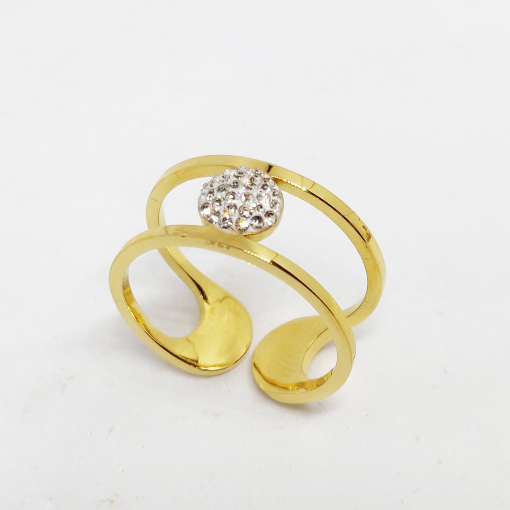 Bague 2 Lignes et Cristaux