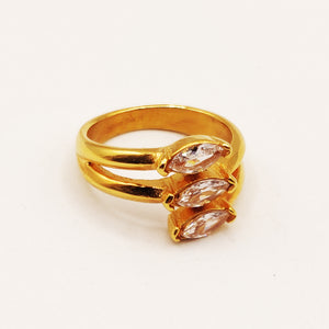 Bague 3 Cristaux Ovales Luxe