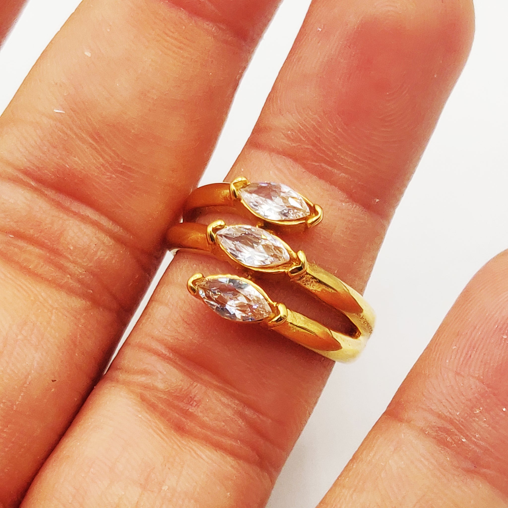 Bague 3 Cristaux Ovales Luxe