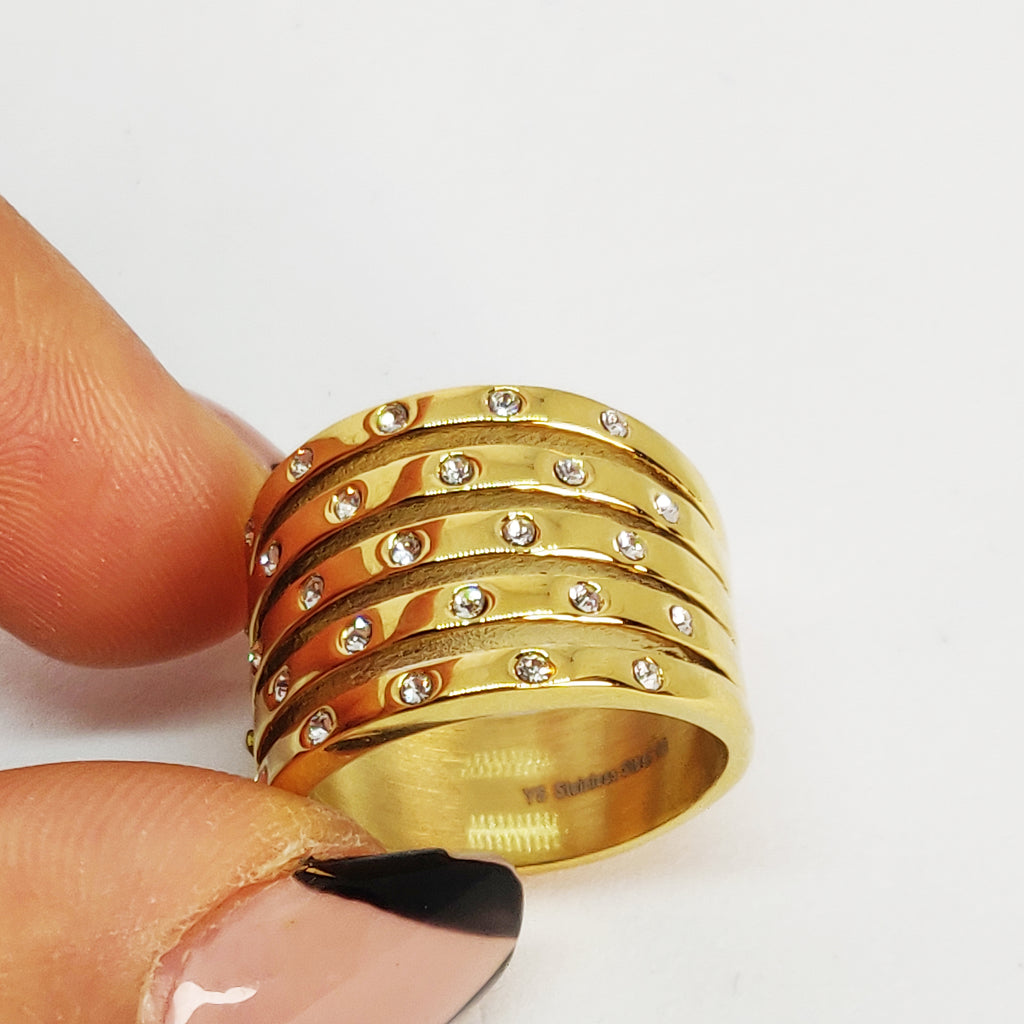 Bague 5 Lignes Cristaux