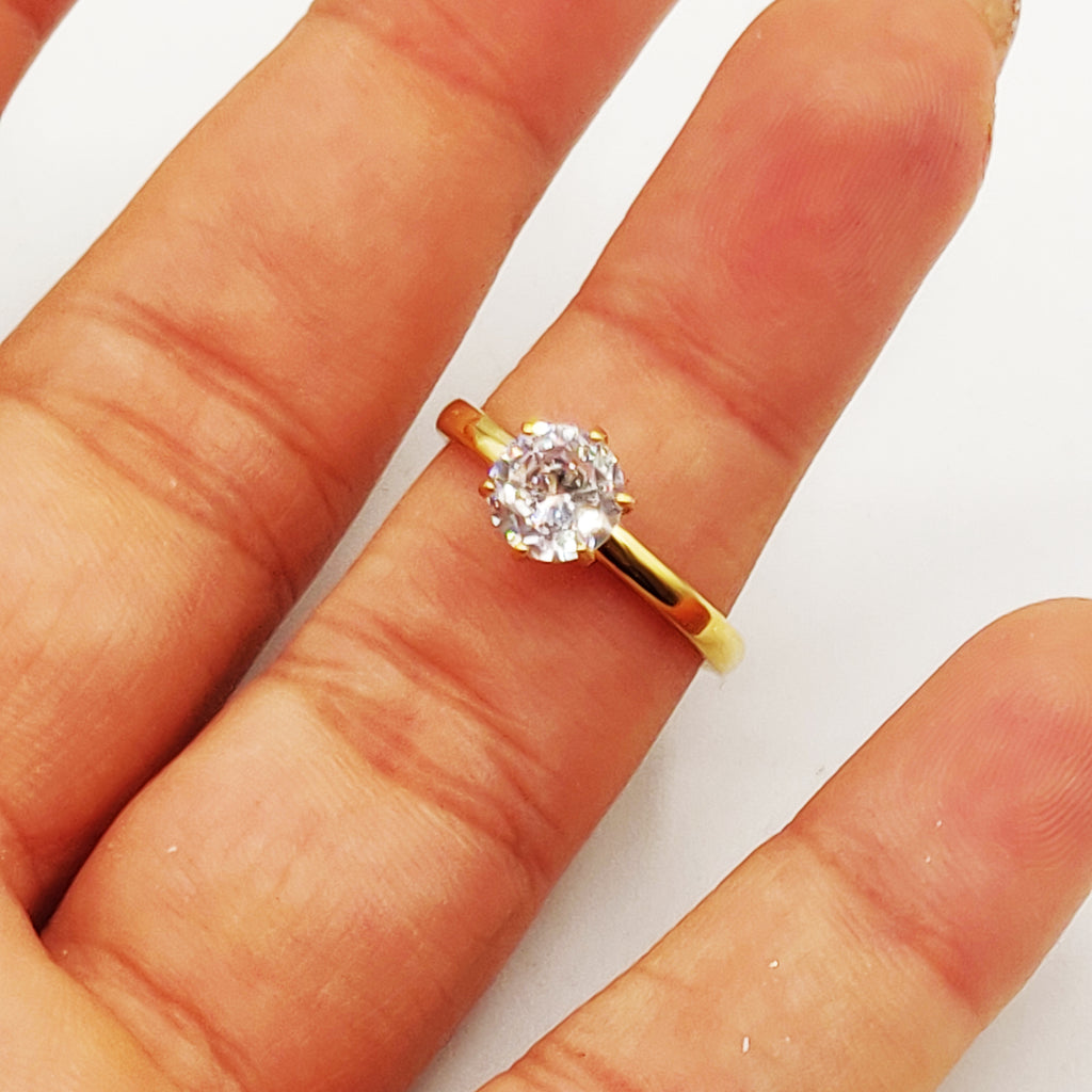 Bague Alliance Fiançailles Gros Cristal